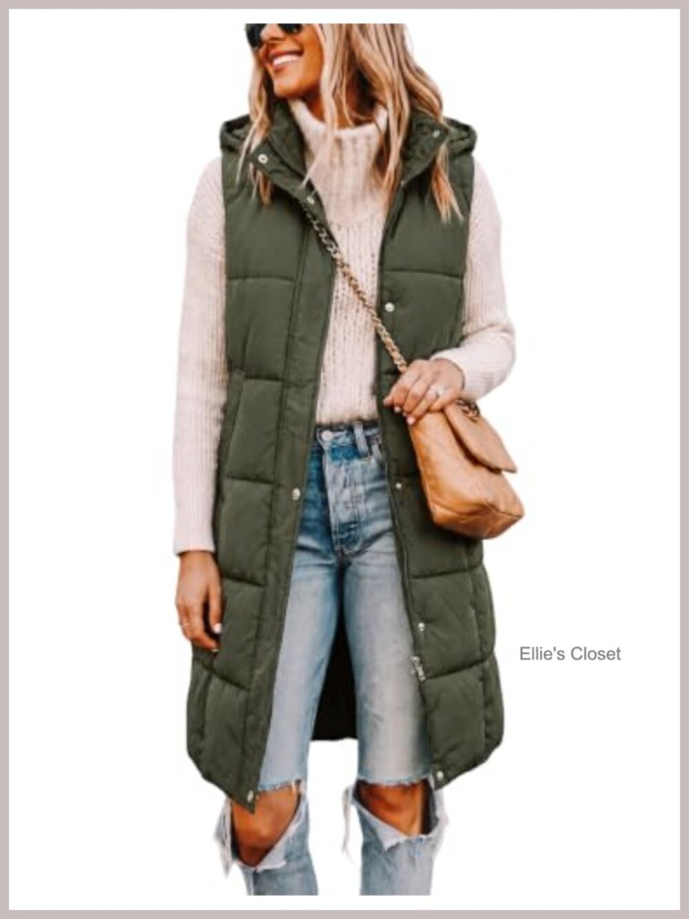 SCUSTY Women's Long Quilted Puffer Vest Sleeveless Hooded Outerwear